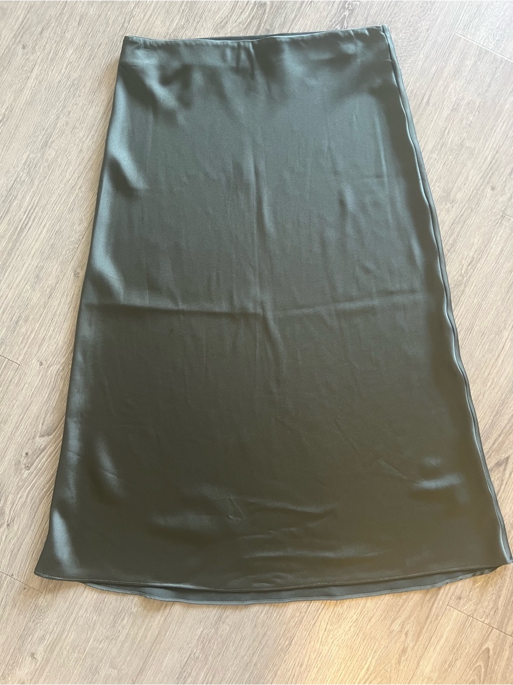 Portmans Green Satin Midi Skirt Women's Slip Skirt